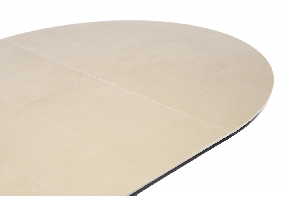 фото керамический стол раскладной woodville стивен 100(140) okara light yellow / черный 664695 | 220svet.ru