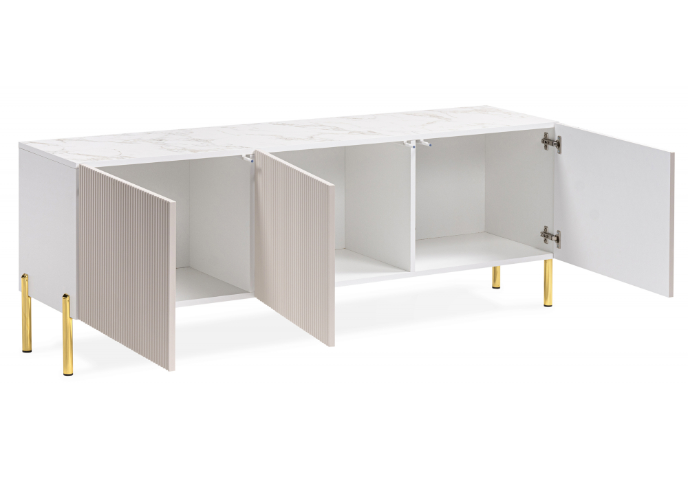 фото тв-тумба woodville эмелин белый / сабия / латте 533413 | 220svet.ru