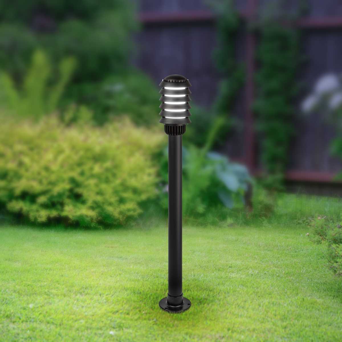 фото садово-парковый светильник эра «поллар» нту 01-60-016 напольный черный ip54 е27 max60вт h1050мм б0057489 | 220svet.ru