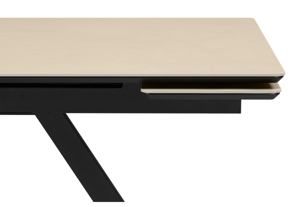 фото керамический стол раздвижной woodville вилли 140(200)х80 okara light yellow / черный 664954 | 220svet.ru