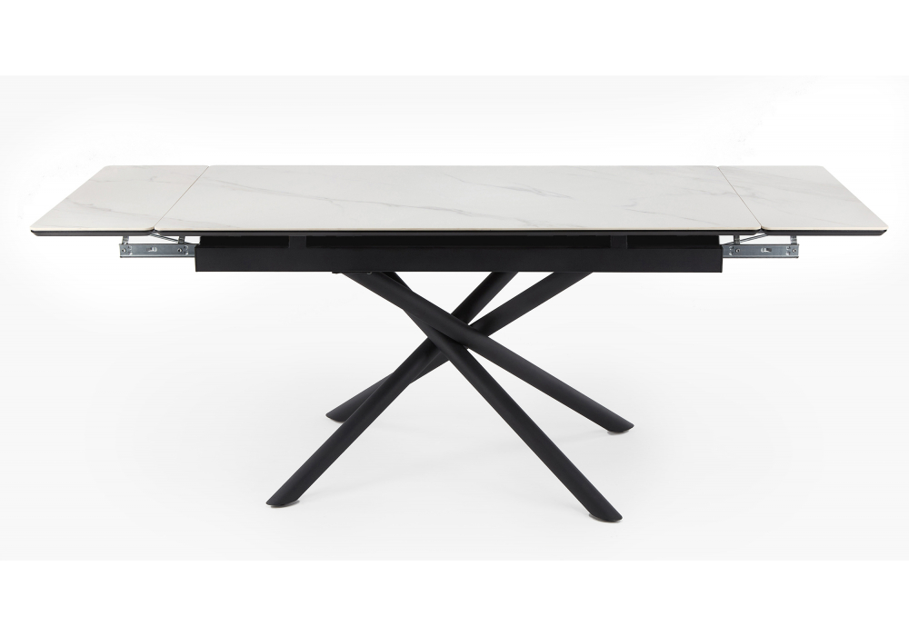 фото керамический стол раскладной 140 (200) х 80 woodville мэриан snow alpin white / черный 625721 | 220svet.ru