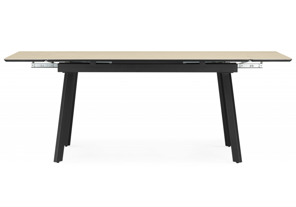 фото керамический стол раздвижной woodville норман 120(180)х80 okara light yellow / черный 664955 | 220svet.ru