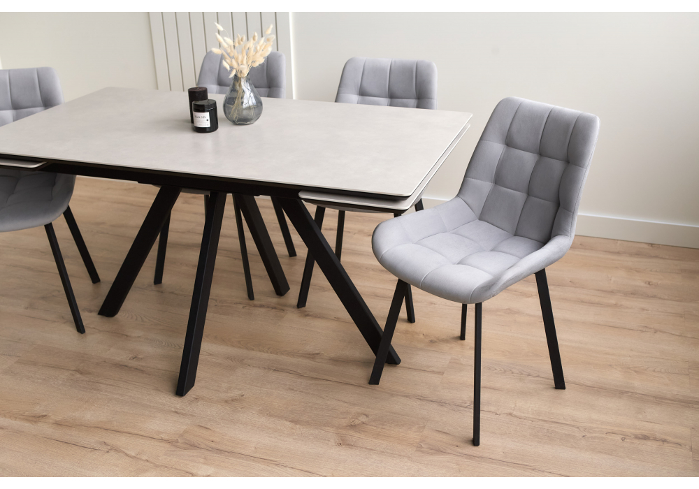 фото керамический стол раскладной 140(200)х80 woodville вилли серый / черный 625828 | 220svet.ru