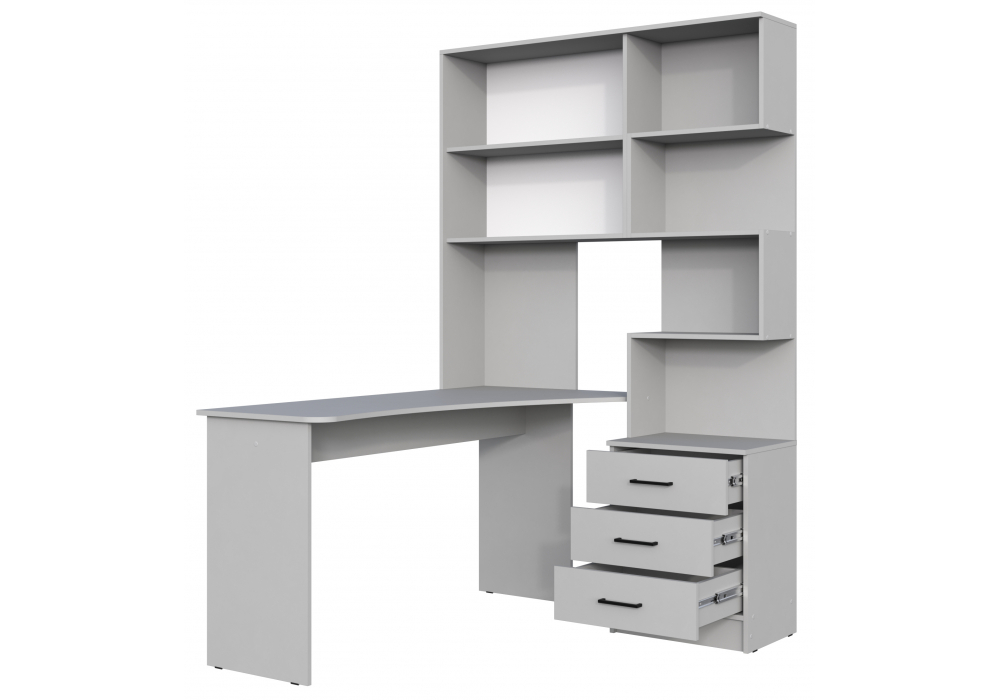 фото компьютерный стол левый woodville эльброни шиншилла серая 664908 | 220svet.ru
