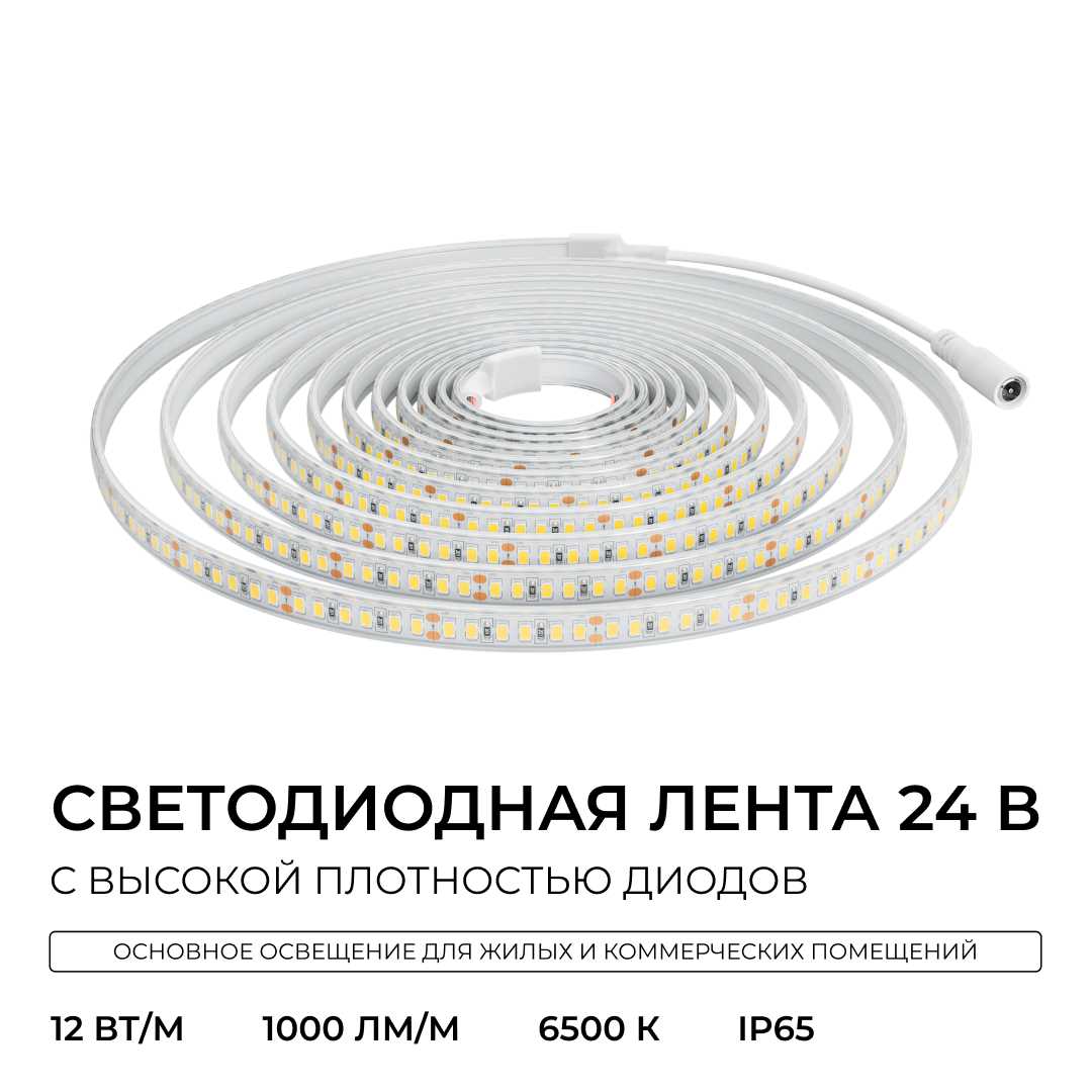 фото светодиодная лента apeyron 12w/m 180led/m 2835smd холодный белый 5m 00-449 | 220svet.ru
