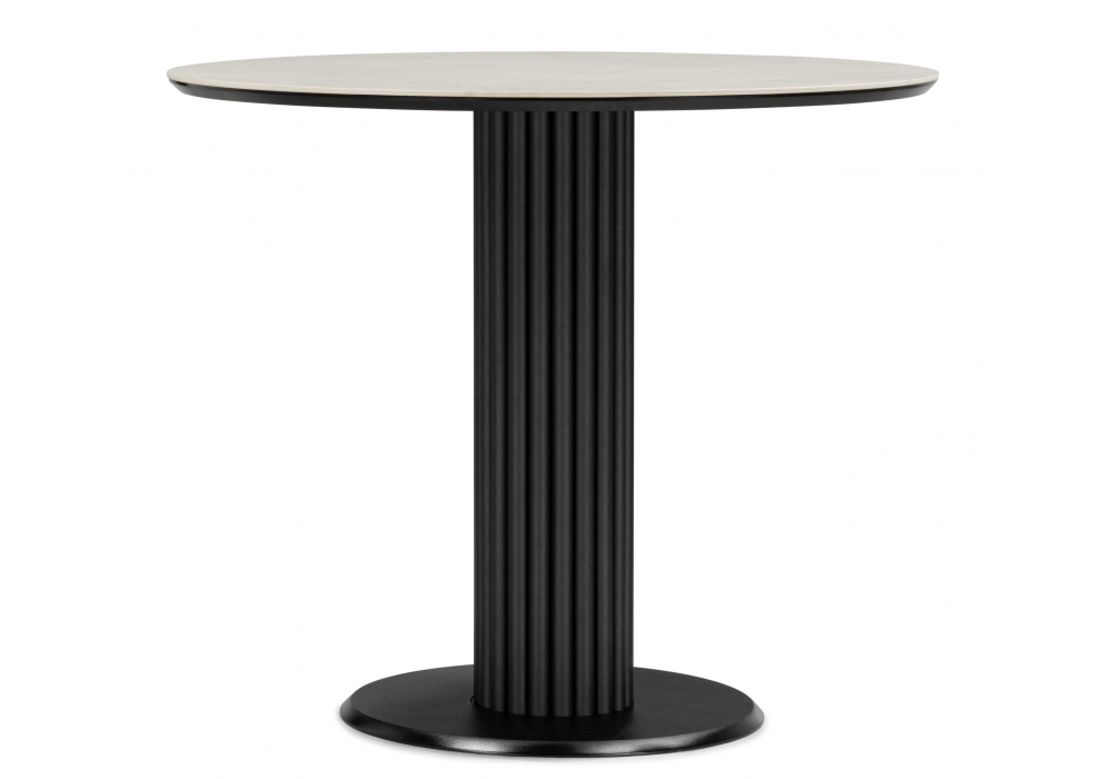 фото керамический стол woodville кэмерон 90 carmen light grey / черный 625909 | 220svet.ru