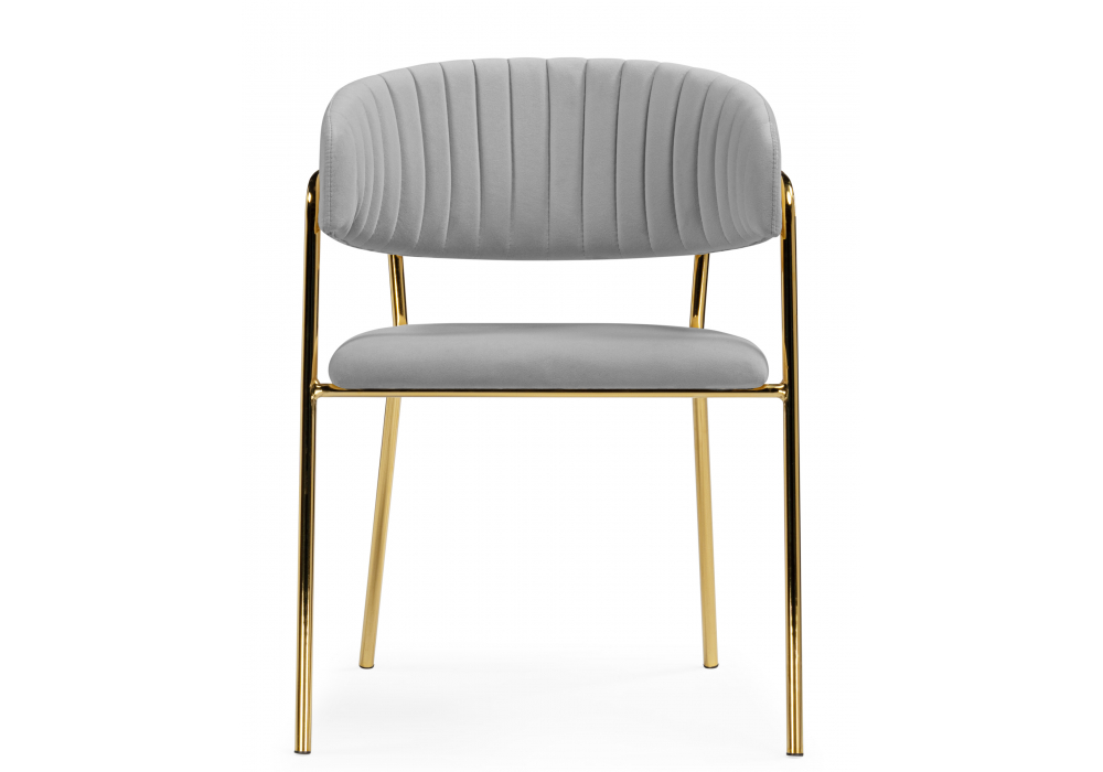 фото стул на металлокаркасе woodville kamelia велюр светло-серый / золотой 15947 | 220svet.ru