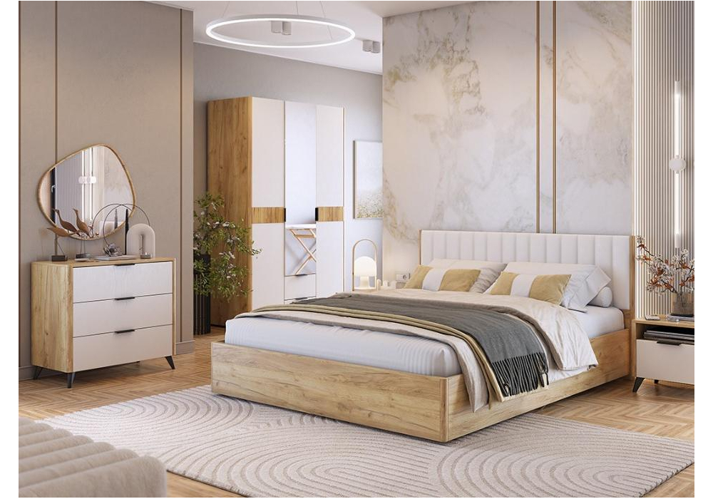 фото комод woodville адам дуб крафт золотой / белое дерево 576846 | 220svet.ru