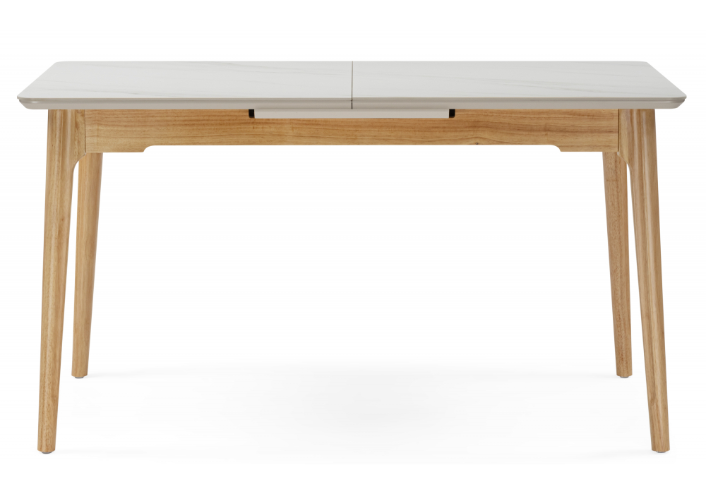 фото керамический стол раскладной 140(180)x80 woodville halmar белый спеченный камень / светлое дерево 15919 | 220svet.ru