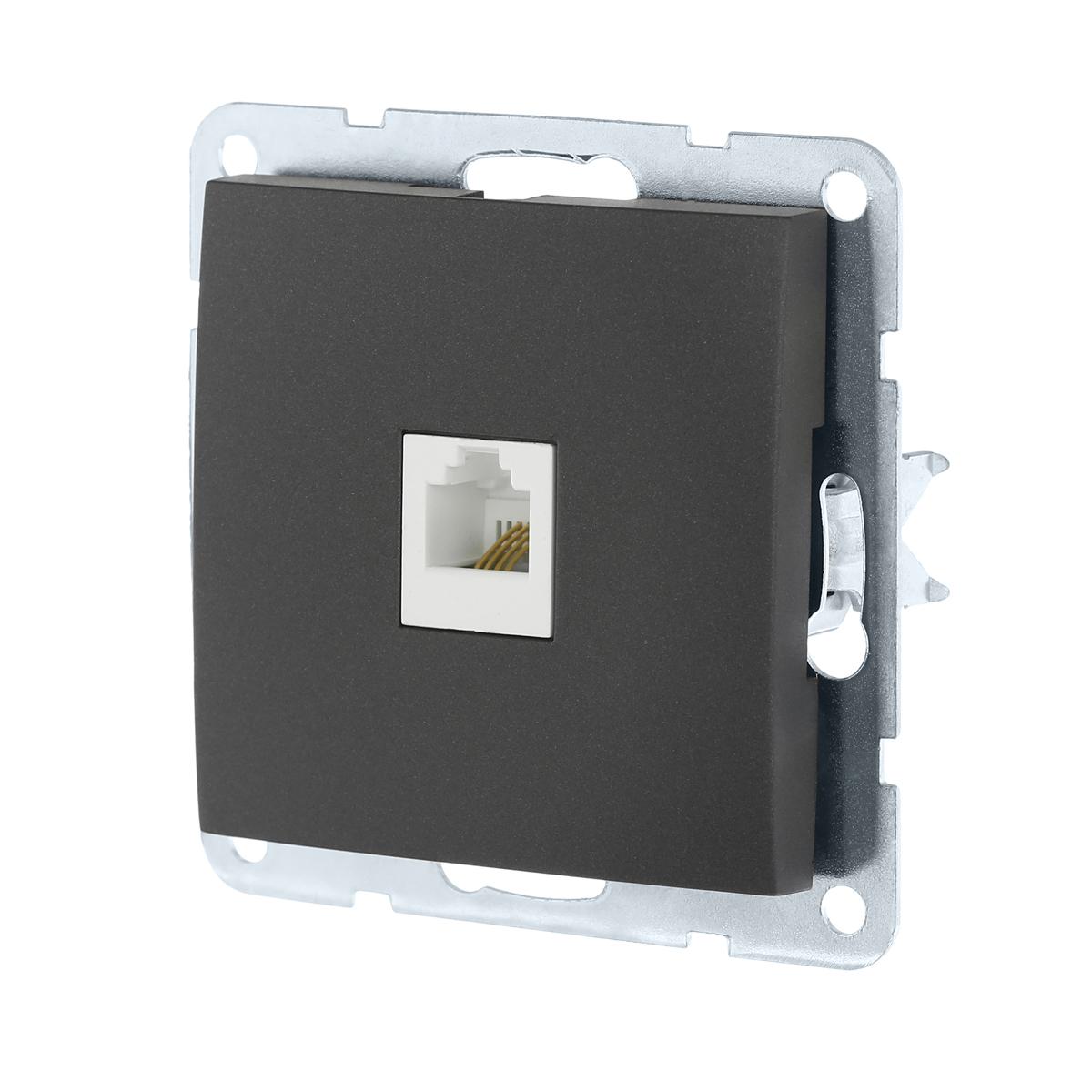 фото розетка lk studio компьютерная rj-45 кат. 5е с накладкой (черный бархат) lk60 866108-1 | 220svet.ru