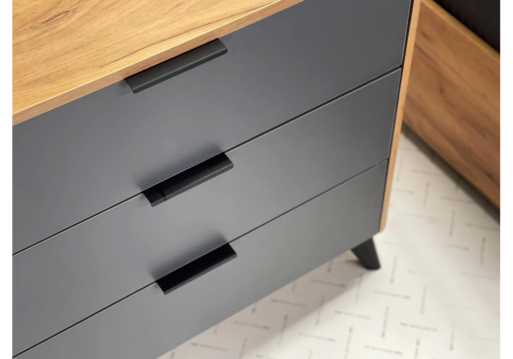 фото комод woodville адам дуб крафт золотой/графит 576847 | 220svet.ru