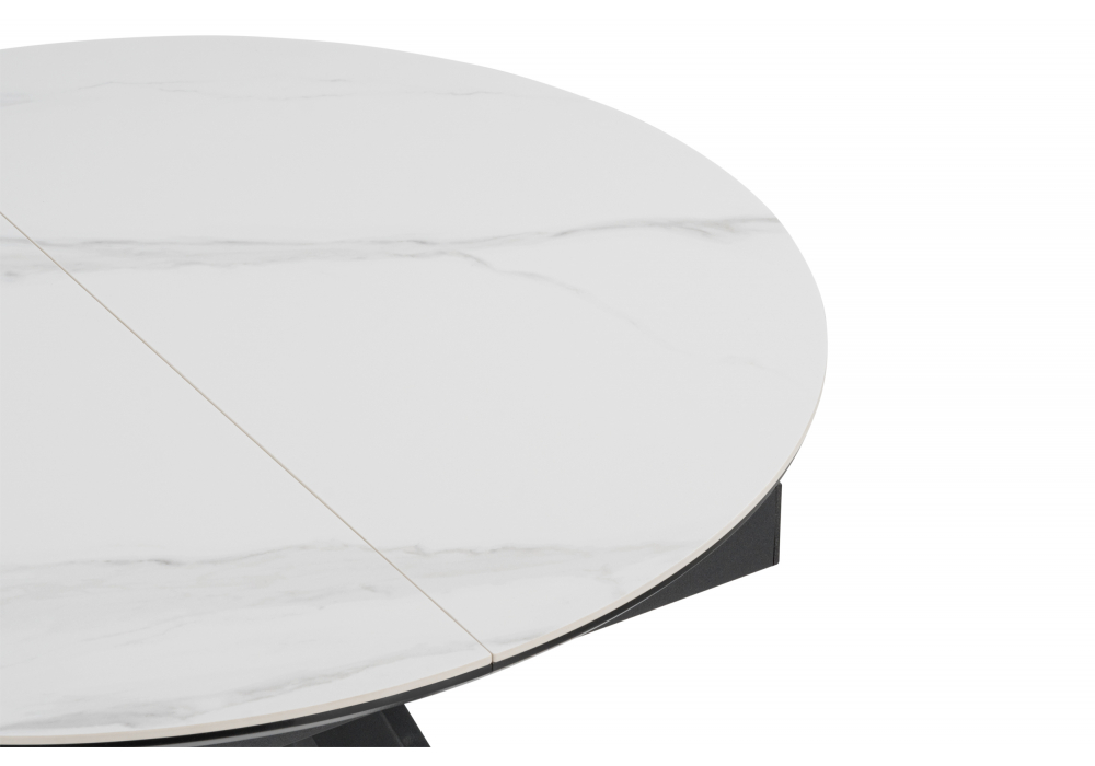 фото керамический стол раскладной woodville трейси 90 snow white / черный 664950 | 220svet.ru