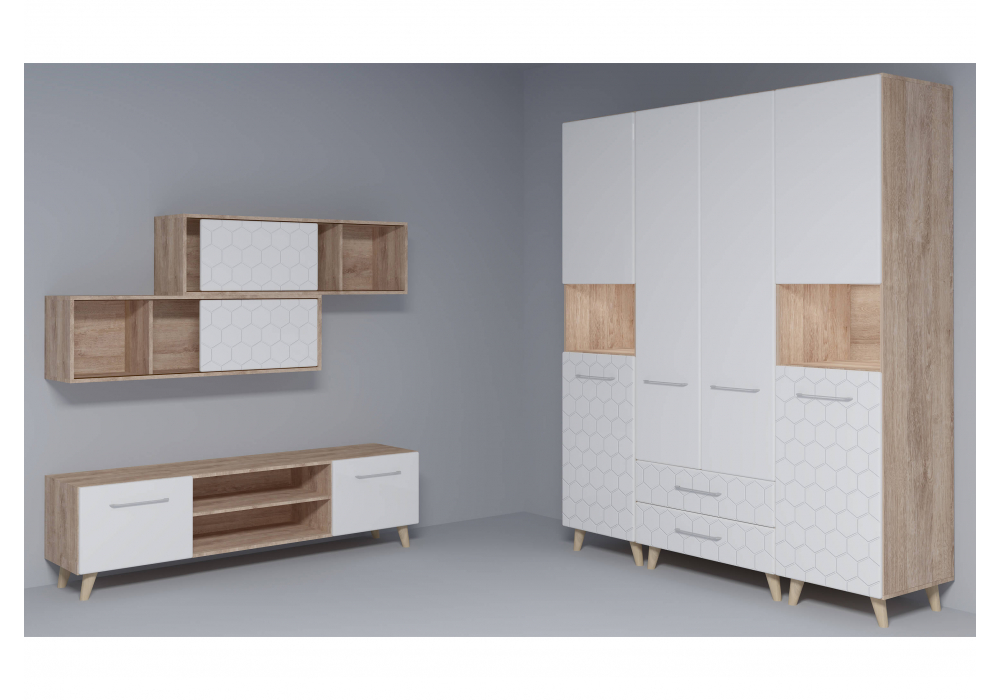 фото шкаф woodville мариус дуб баррик / белый матовый 402339 | 220svet.ru