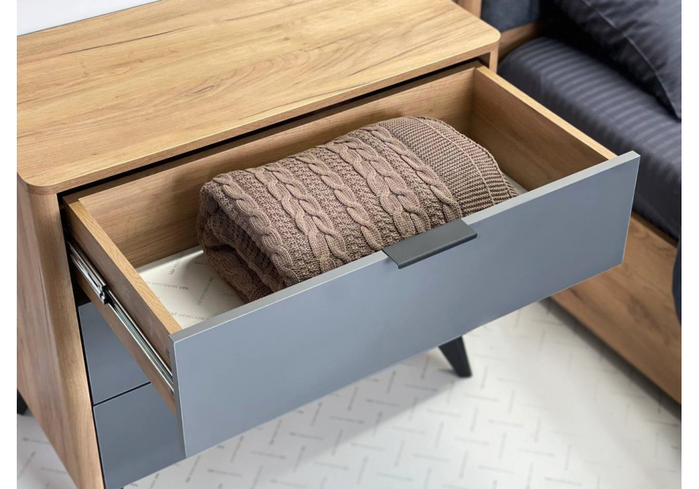 фото комод woodville адам дуб крафт золотой/графит 576847 | 220svet.ru