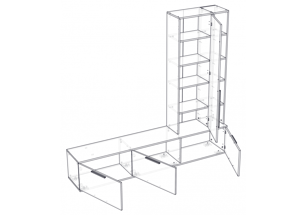 фото готовая гостиная комплектация 1 woodville филеста графит / дуб вотан 664936 | 220svet.ru