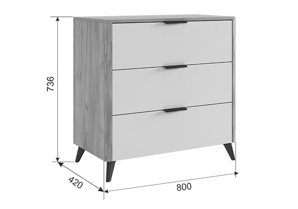 фото комод woodville адам дуб крафт золотой / белое дерево 576846 | 220svet.ru