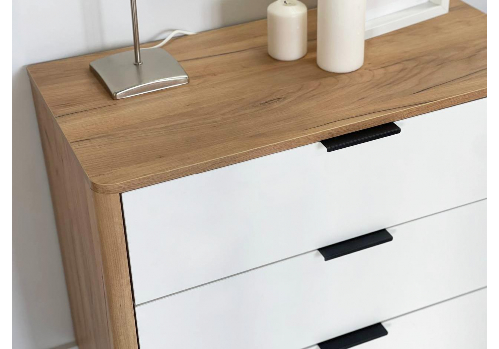 фото комод woodville адам дуб крафт золотой / белое дерево 576846 | 220svet.ru