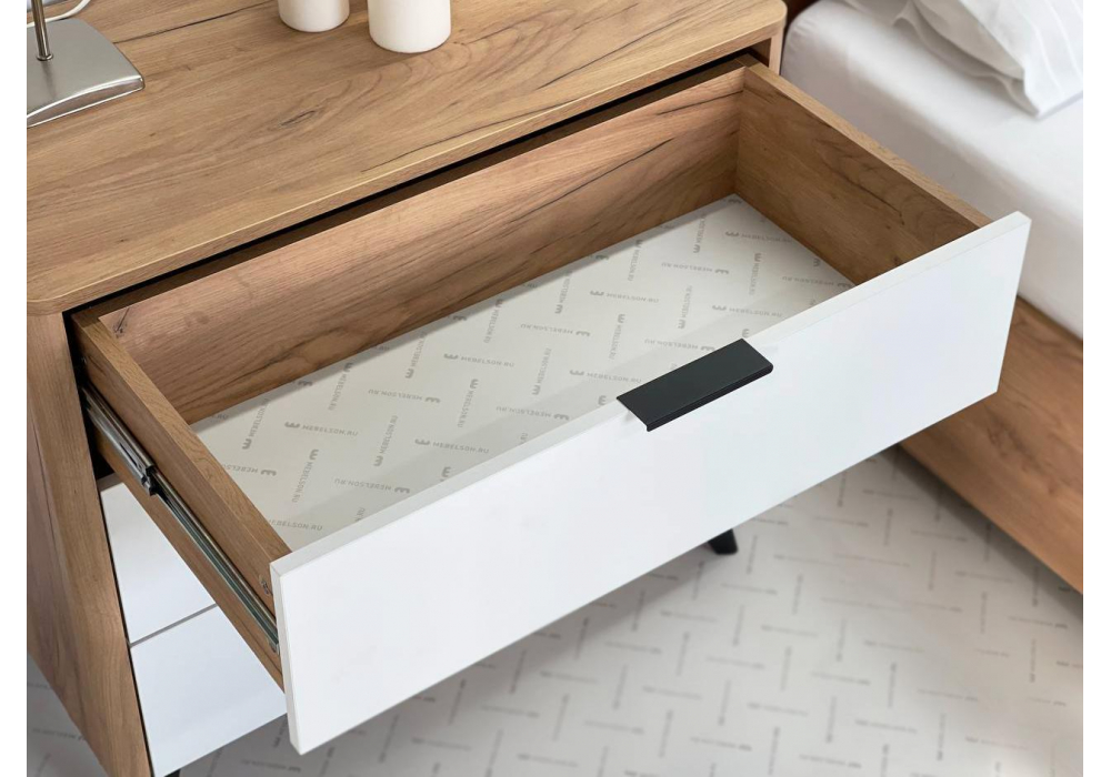 фото комод woodville адам дуб крафт золотой / белое дерево 576846 | 220svet.ru