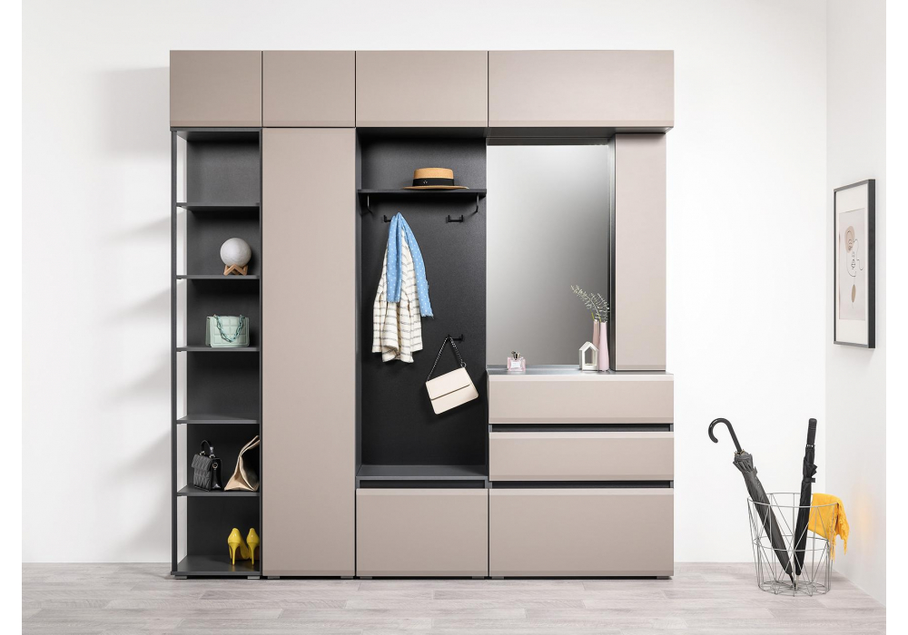 фото стеллаж woodville сейдиль 16.425 антрацит / веллюто капучино 600779 | 220svet.ru