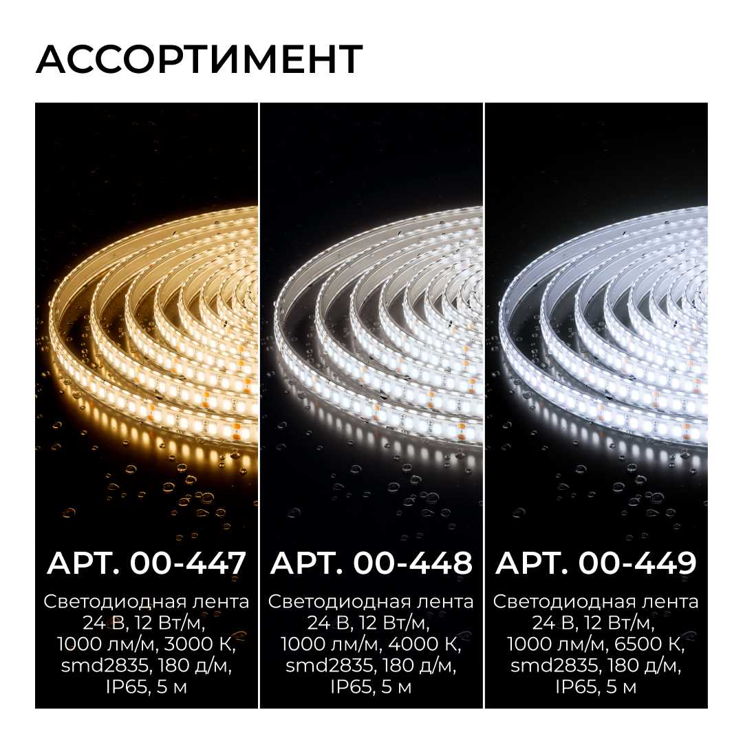 фото светодиодная лента apeyron 12w/m 180led/m 2835smd холодный белый 5m 00-449 | 220svet.ru