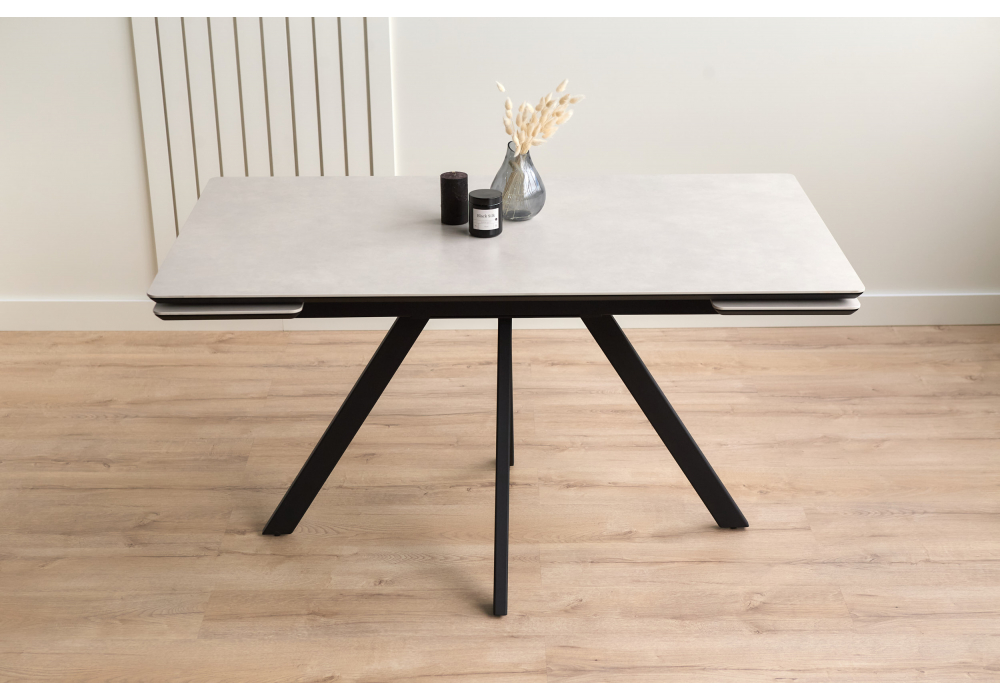 фото керамический стол раскладной 140(200)х80 woodville вилли серый / черный 625828 | 220svet.ru