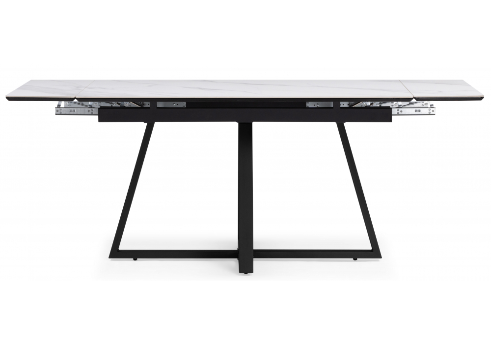 фото керамический стол раскладной woodville памелла 140(200)х80 белый мрамор alpin white / черный 612903 | 220svet.ru