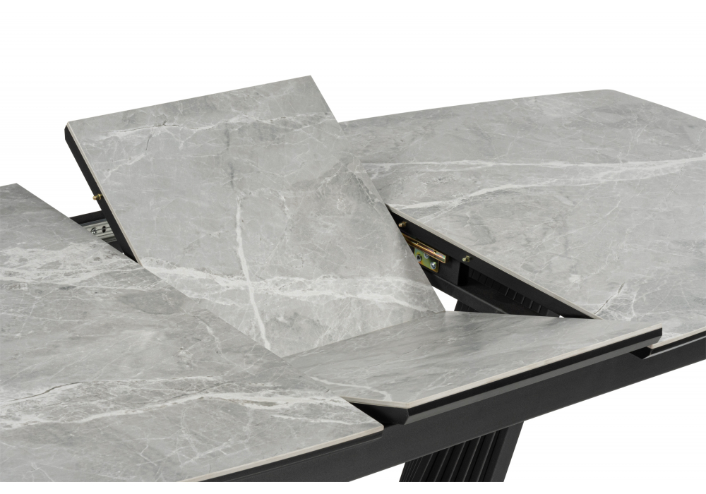 фото керамический стол раскладной 140(180)х80 woodville вейл larka grey / черный 625961 | 220svet.ru