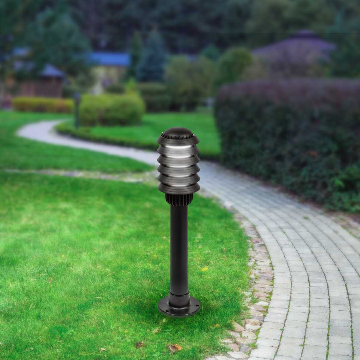 фото садово-парковый светильник эра «поллар» нту 01-60-014 напольный черный ip54 е27 max60вт h650мм б0057487 | 220svet.ru