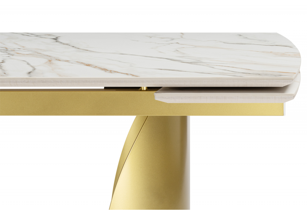 фото керамический стол раскладной 160(220)x90 woodville готланд бежевый / золото 622923 | 220svet.ru