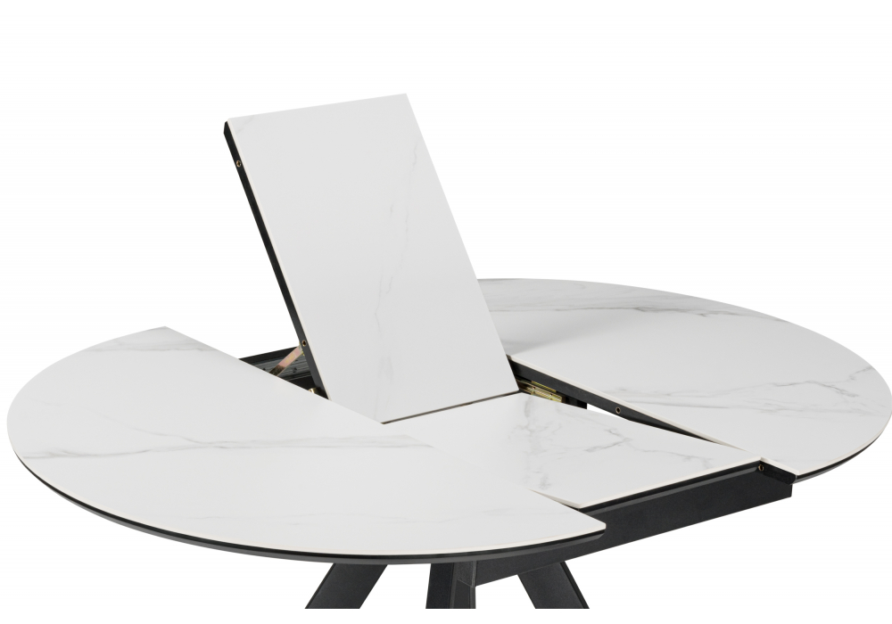 фото керамический стол раскладной woodville трейси 90 snow white / черный 664950 | 220svet.ru