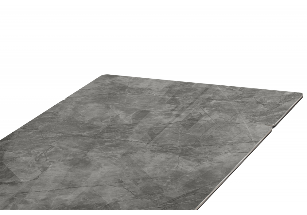 фото керамический стол раскладной 160(220)х89 woodville дарвин серый мрамор baolai / черный 625985 | 220svet.ru